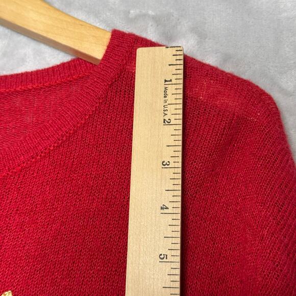 LOFT Sweater Womens Small Red Holiday Sweater Mohair Wool Blend Pullover - Picture 7 of 8